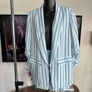 Forever 21 Light Blue and Black Striped Set